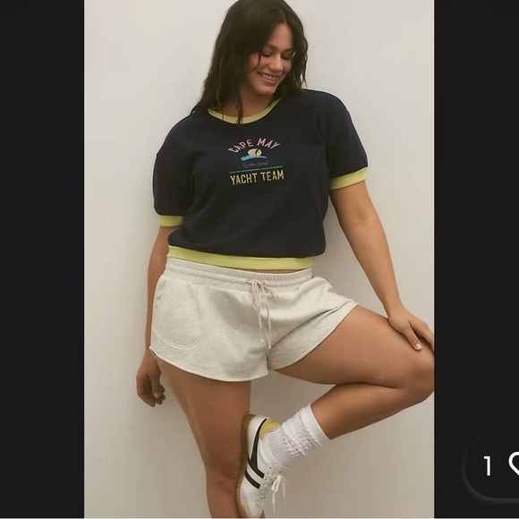 Anthropologie Navy and Yellow Crop Top - Picture 3 of 5